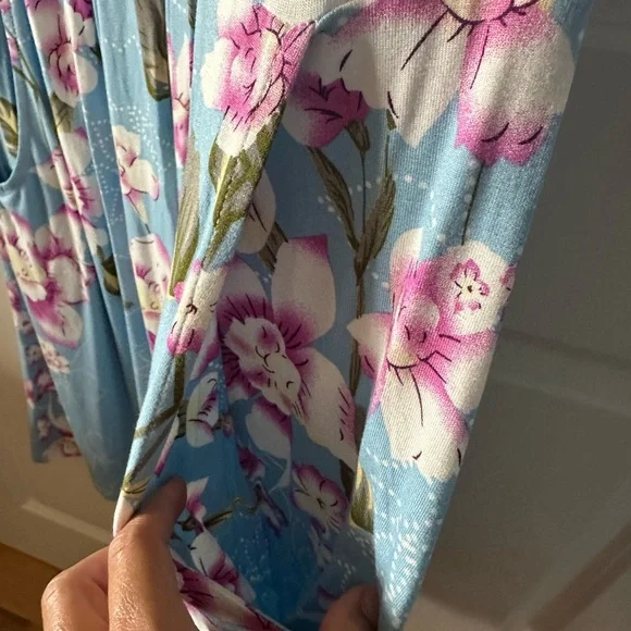 DouBCQ Floral Pocket Dress Blue Pink Casual Spring Dress NWT - Picture 6 of 7